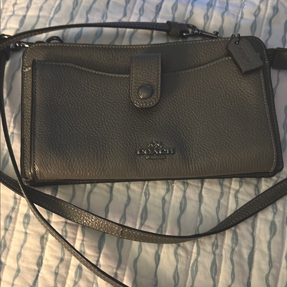 Coach Charcoal Leather Shoulder Bag
